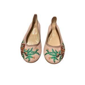 Ballerina Easy Tiger Flats Italian Pink Suede Embroidered Flats Women’s Size 39